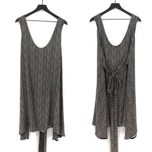 BOHO REPUBLIC Tank Tie Waist Dress Black White Chevron M/L